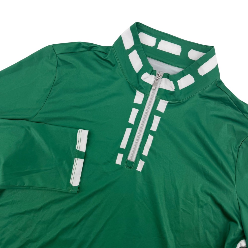 Acegolfs Womens XL Green Quarter Zip Golf Top Long Sleeve UPF 50+ Athletic Shirt
